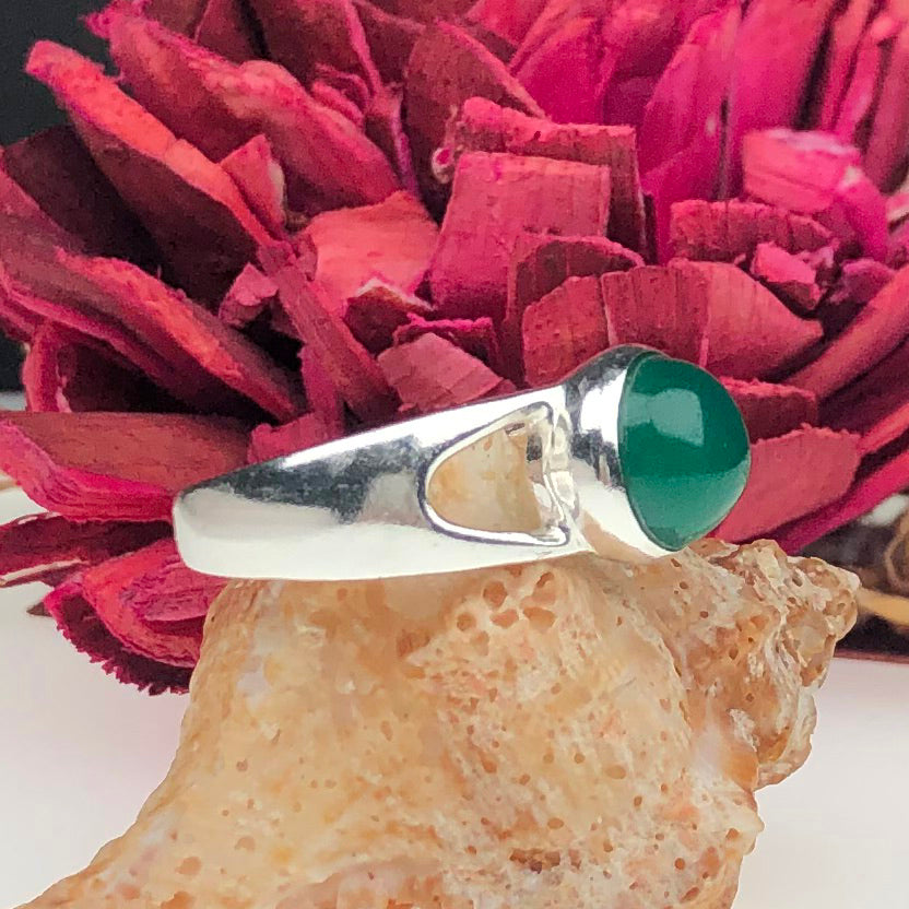 Amazing Green Onyx Ring Main Metal Brass, Silver Coated