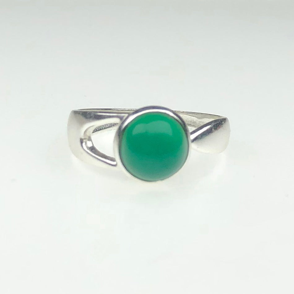 Amazing Green Onyx Ring Main Metal Brass, Silver Coated