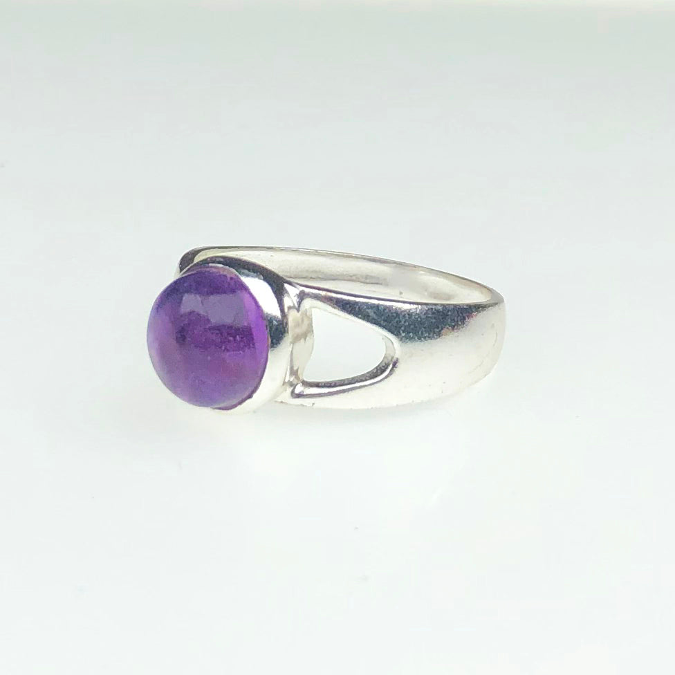 Very pretty Purple Amethyst Ring Main Metal Brass, Silver Coated