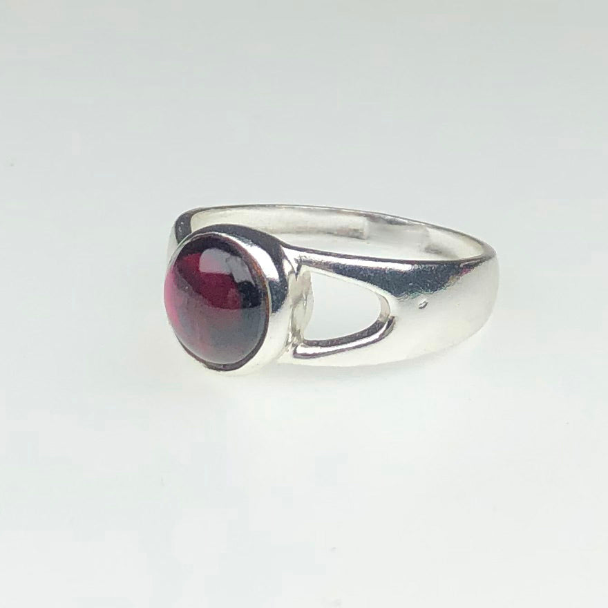 Wonderful Red Garnet Ring Main Metal Brass, Silver Coated