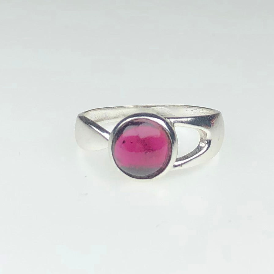 Wonderful Red Garnet Ring Main Metal Brass, Silver Coated