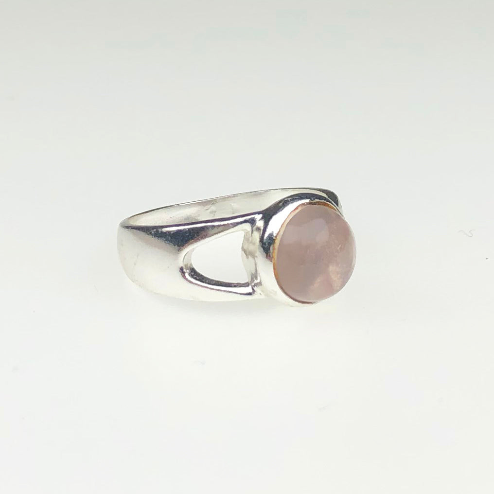 Superb Pink Rose Quartz Ring Main Metal Brass, Silver Coated