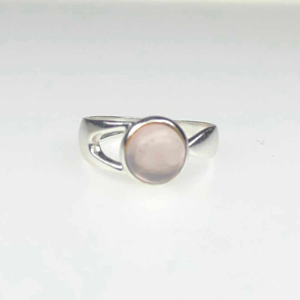 Superb Pink Rose Quartz Ring Main Metal Brass, Silver Coated