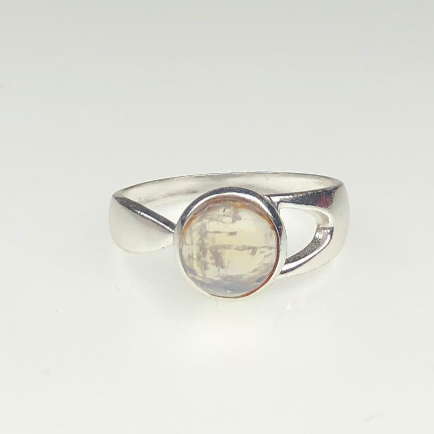 Wonderful White Moonstone Ring Main Metal Brass, Silver Coated