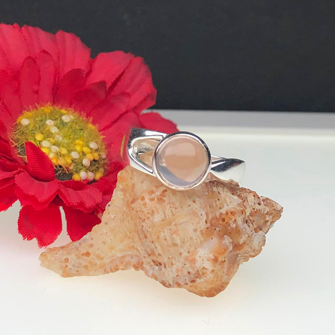 Gorgeous White Clear Quartz Ring Main Metal Brass, Silver Coated
