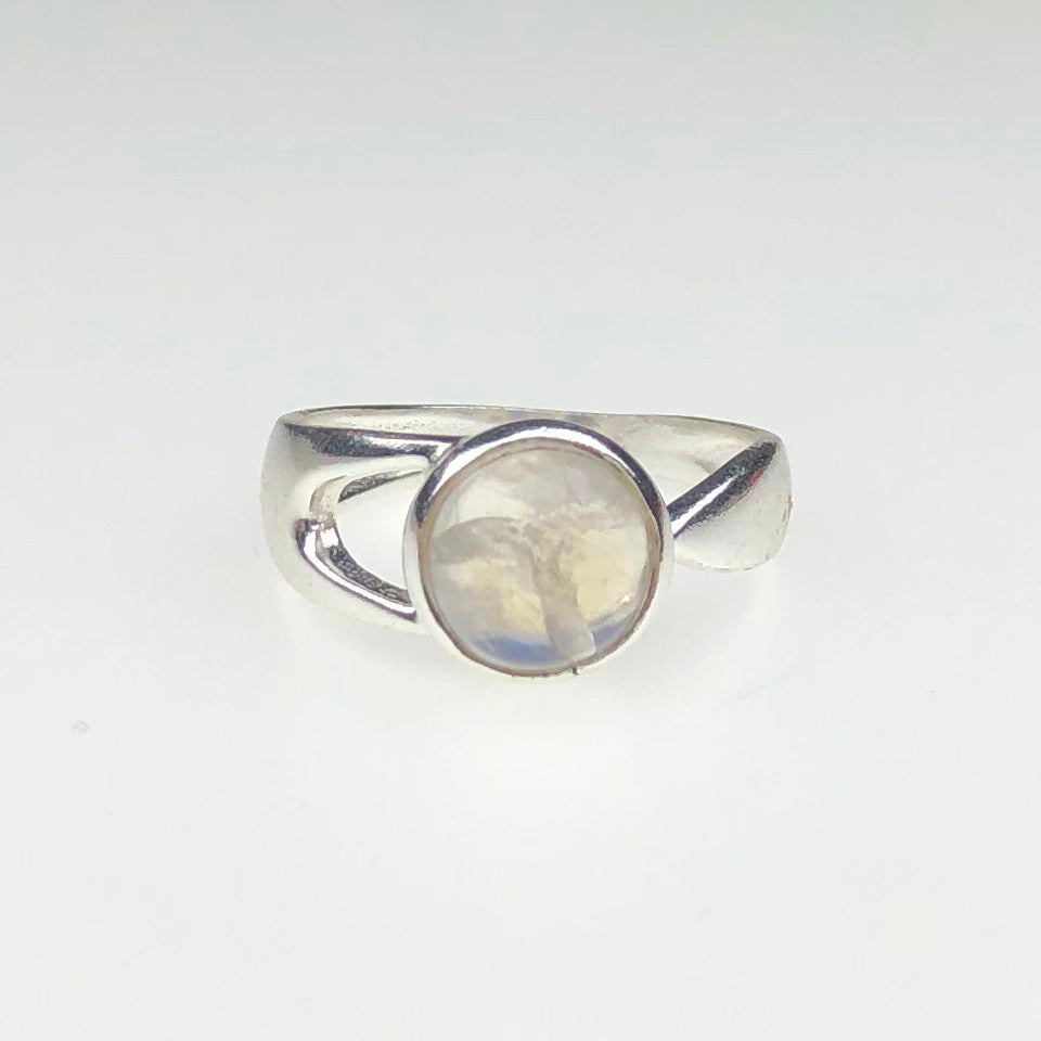 Elegant White Moonstone Ring Main Metal Brass, Silver Coated