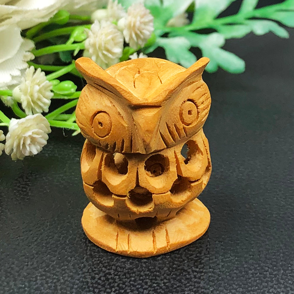 Wooden Owl Spiritual Decor – Handcrafted Symbol of Wisdom & Protection