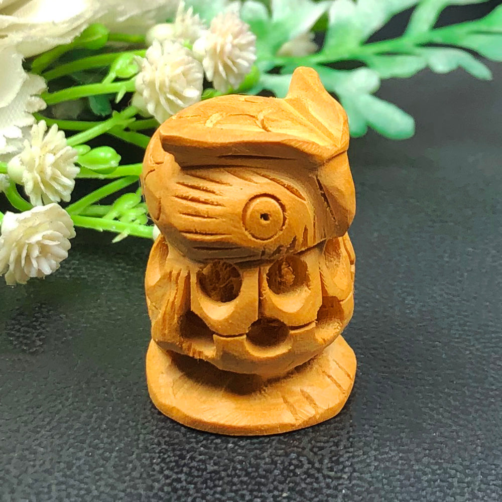 Wooden Owl Spiritual Decor – Handcrafted Symbol of Wisdom & Protection