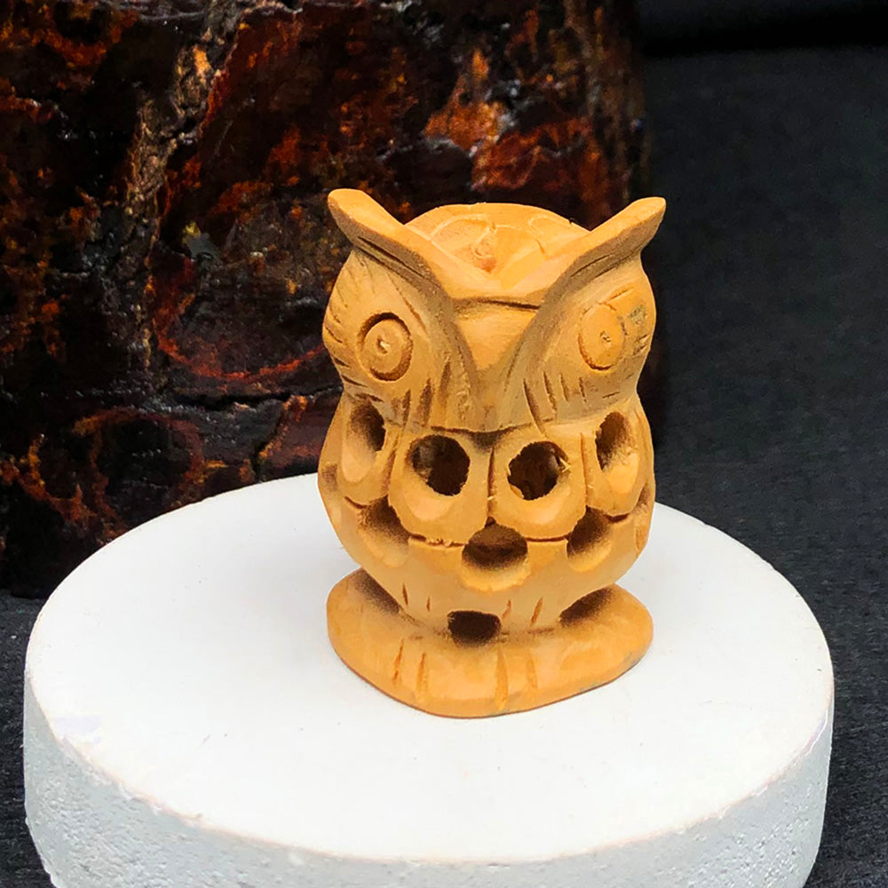 Wooden Owl Spiritual Decor – Handcrafted Symbol of Wisdom & Protection