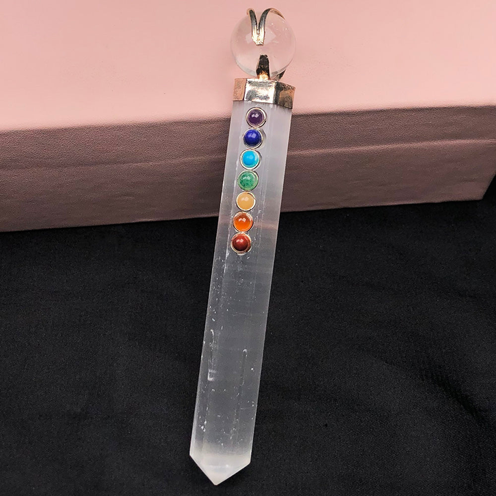 White Selenite Seven Chakra Wand – Energy Cleansing & Spiritual Activation