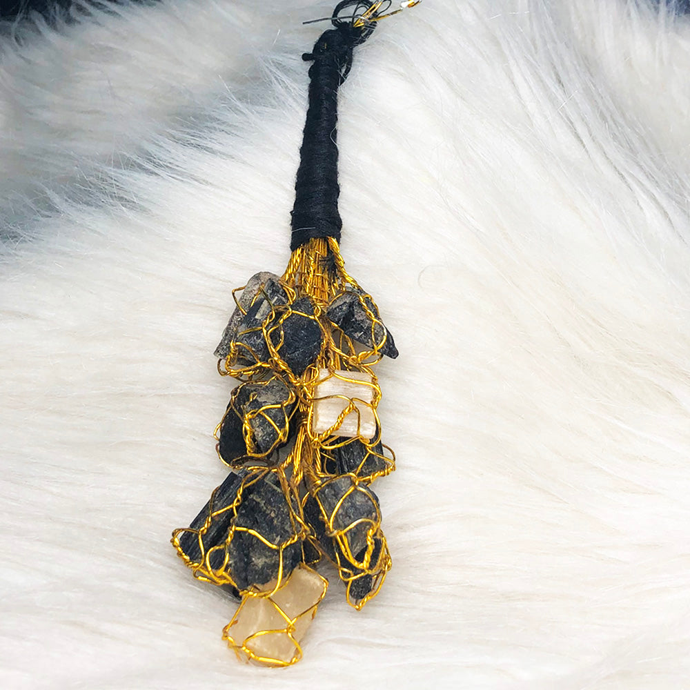 Selenite & Tourmaline Wall Hanging – Energy Shield & Space Purification