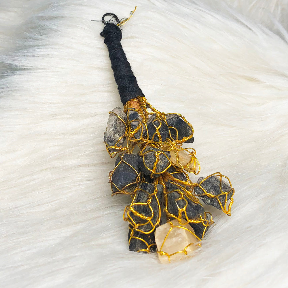 Selenite & Tourmaline Wall Hanging – Energy Shield & Space Purification