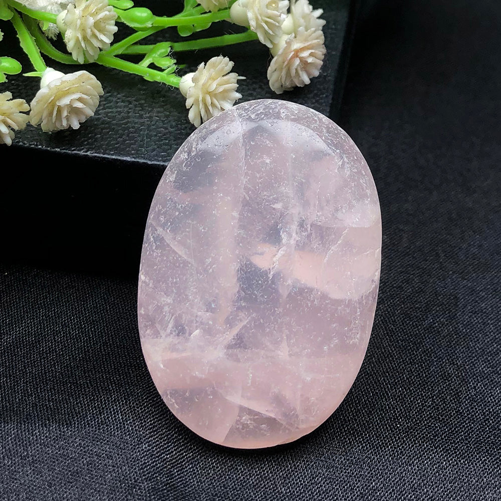 Rose Quartz Healing Stone – Pocket Palmstone for Self-Love & Emotional Soothing