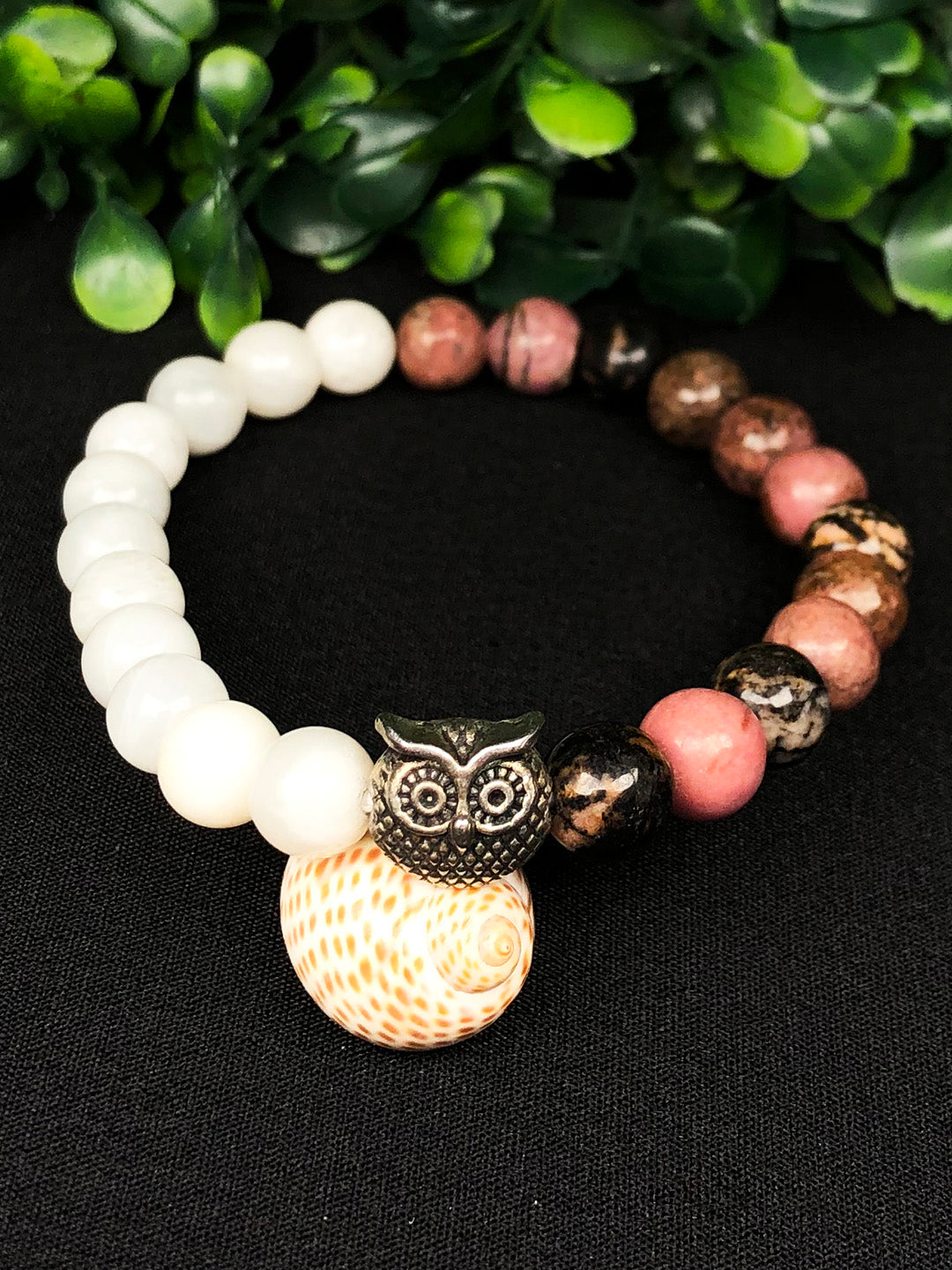 Mental Peace Mixel Crystal Bracelet (Rhodonite & White Agate)