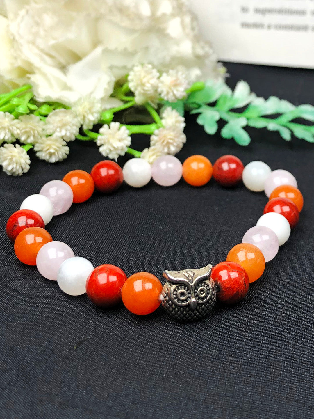 PCOD / PCOS Mixel Crystal Bracelet (Carnelian , Red Jasper, Rose quartz & Moonstone)
