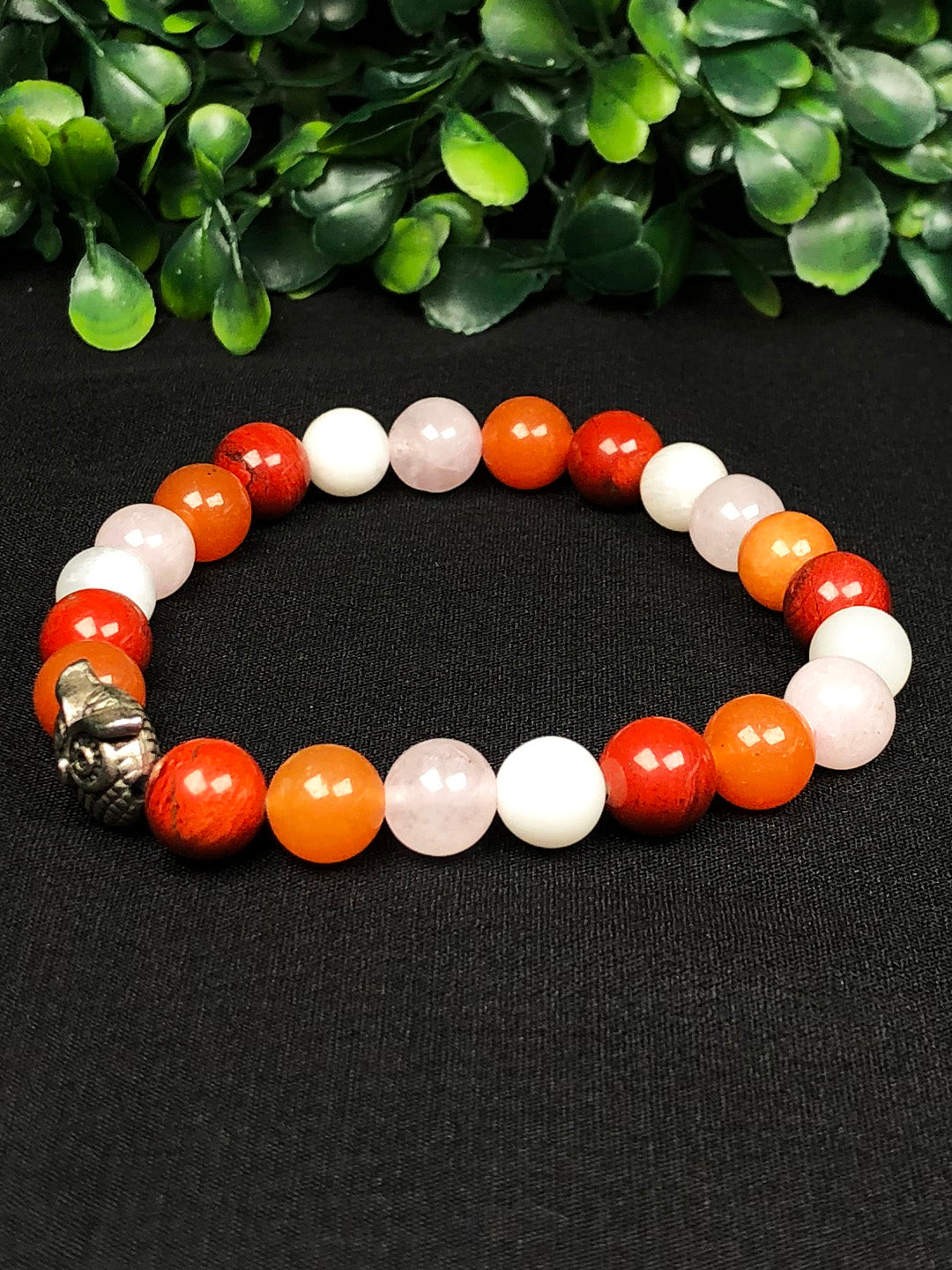 PCOD / PCOS Mixel Crystal Bracelet (Carnelian , Red Jasper, Rose quartz & Moonstone)