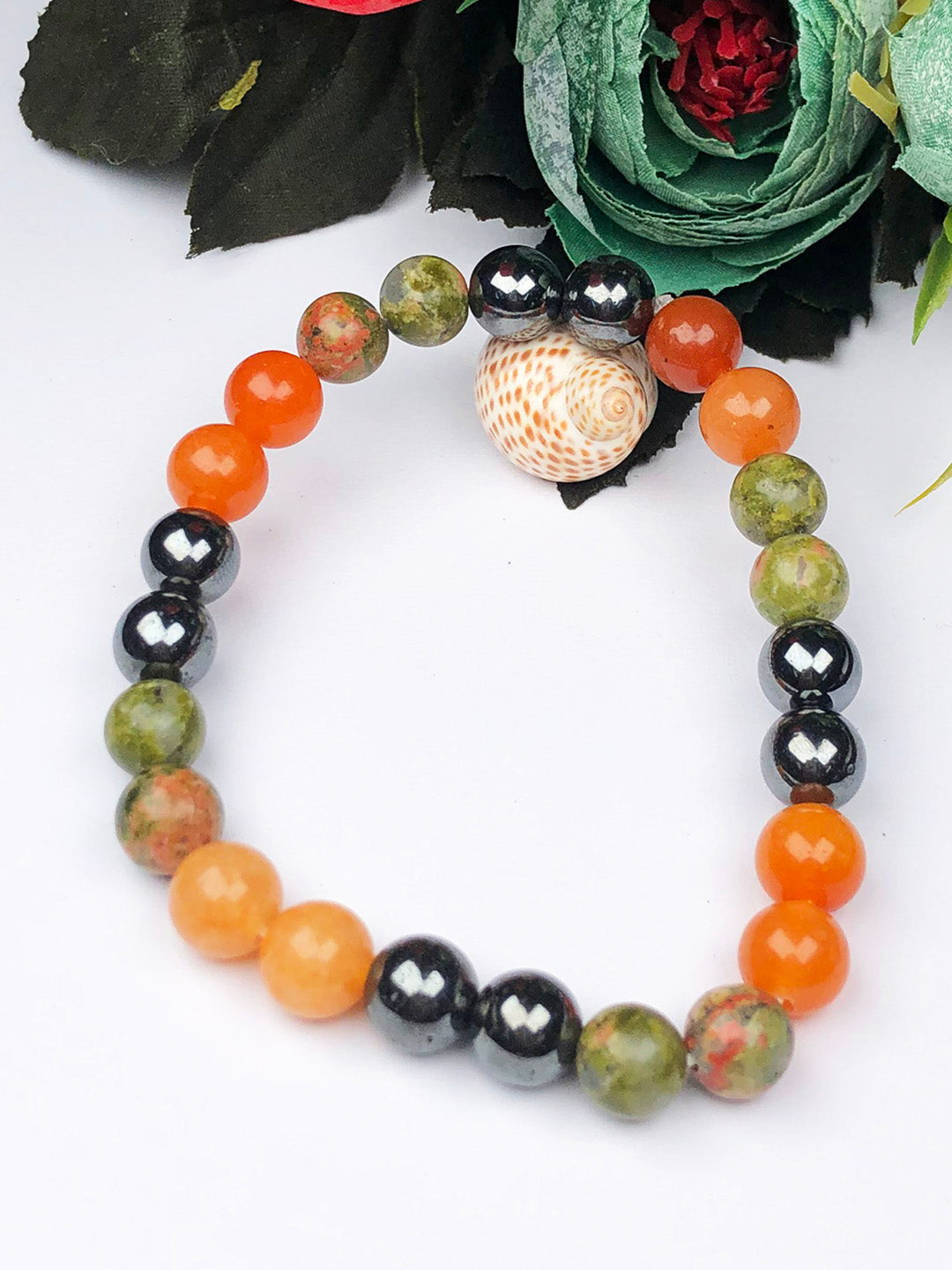 Weight Gain Mixel Crystal Bracelet (Moonstone , Rose quartz, Green Aventurine , Carnelian & Clear Quartz)