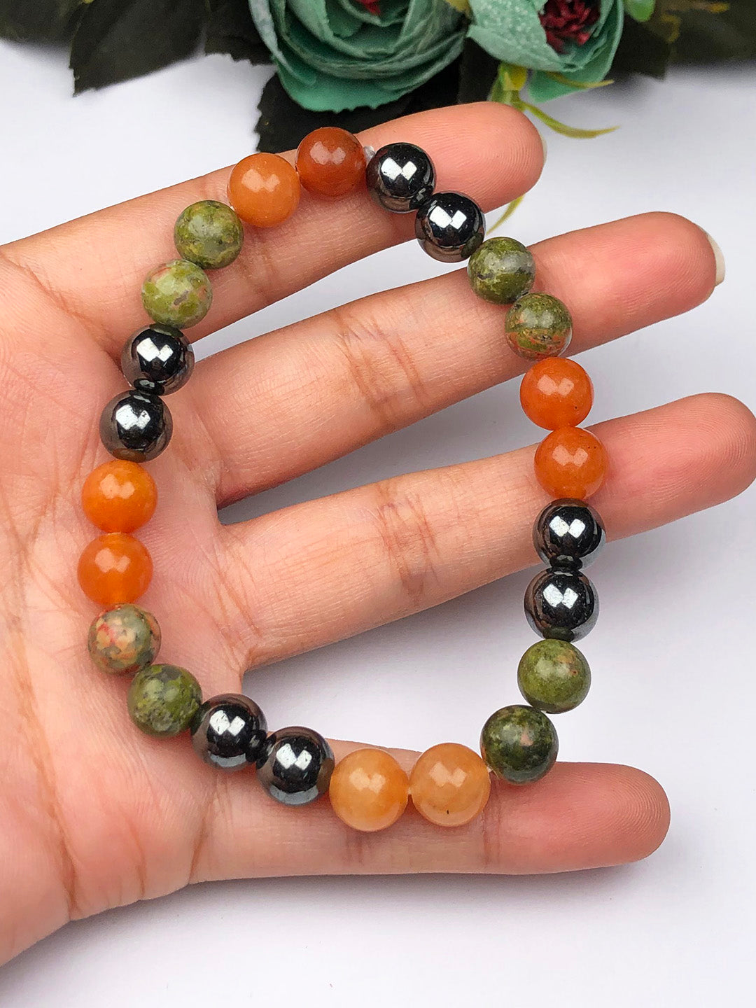 Weight Gain Mixel Crystal Bracelet (Moonstone , Rose quartz, Green Aventurine , Carnelian & Clear Quartz)