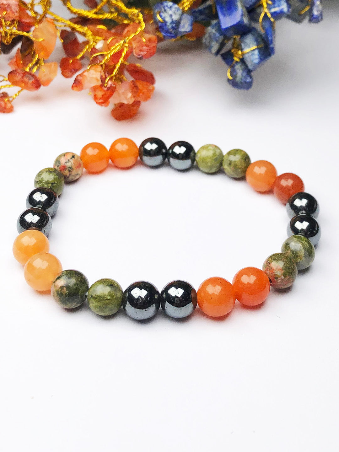 Weight Gain Mixel Crystal Bracelet (Moonstone , Rose quartz, Green Aventurine , Carnelian & Clear Quartz)
