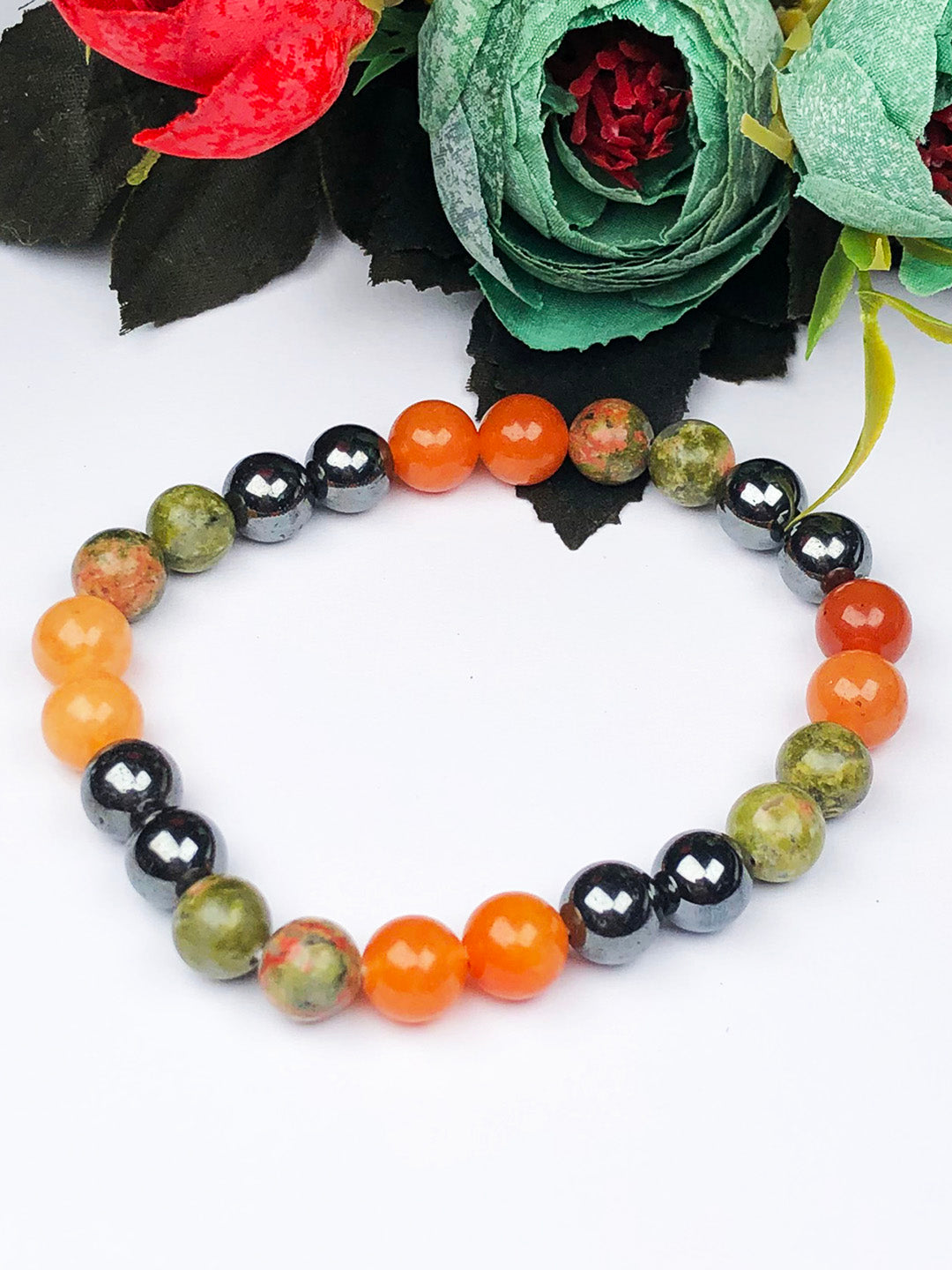 Weight Gain Mixel Crystal Bracelet (Moonstone , Rose quartz, Green Aventurine , Carnelian & Clear Quartz)