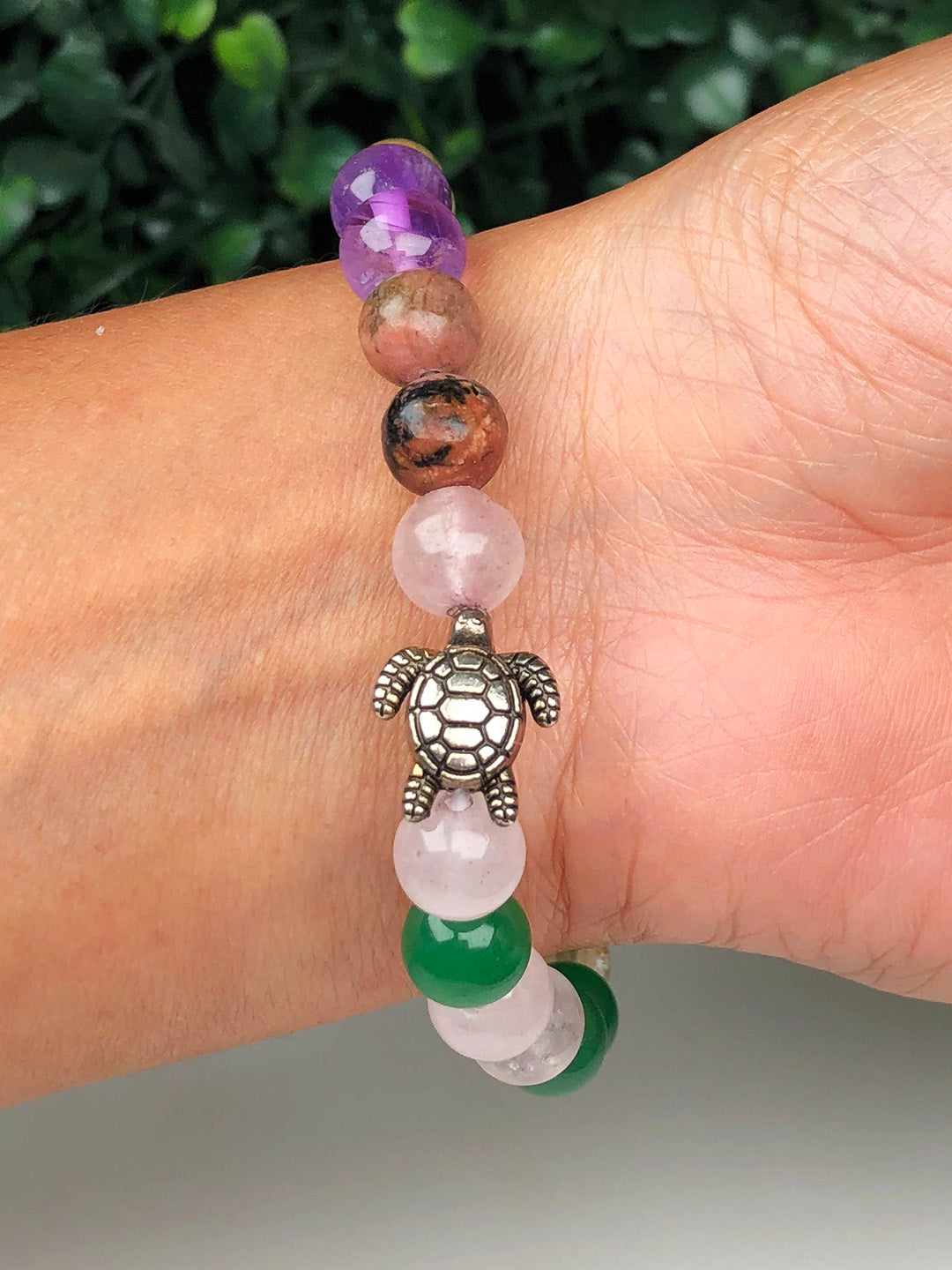 Beautiful Face Mixel Crystal Bracelet (Rose quartz ,Green Aventurine, Citrine , Amethyst & Rhodonite)