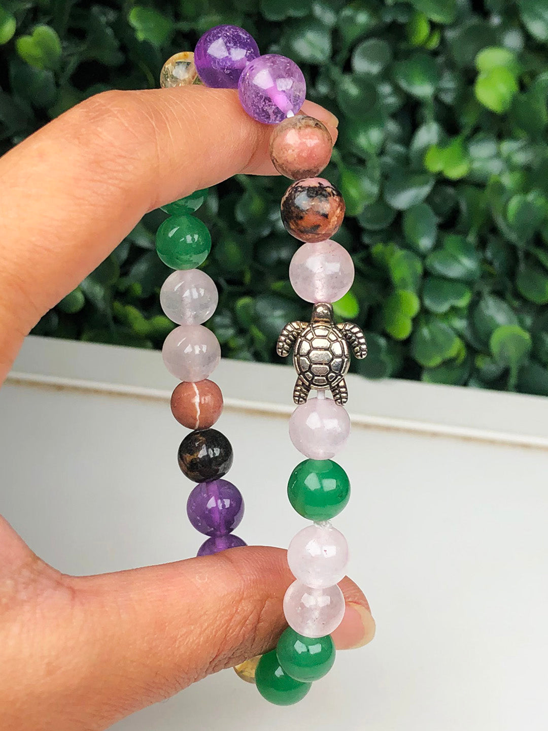 Beautiful Face Mixel Crystal Bracelet (Rose quartz ,Green Aventurine, Citrine , Amethyst & Rhodonite)
