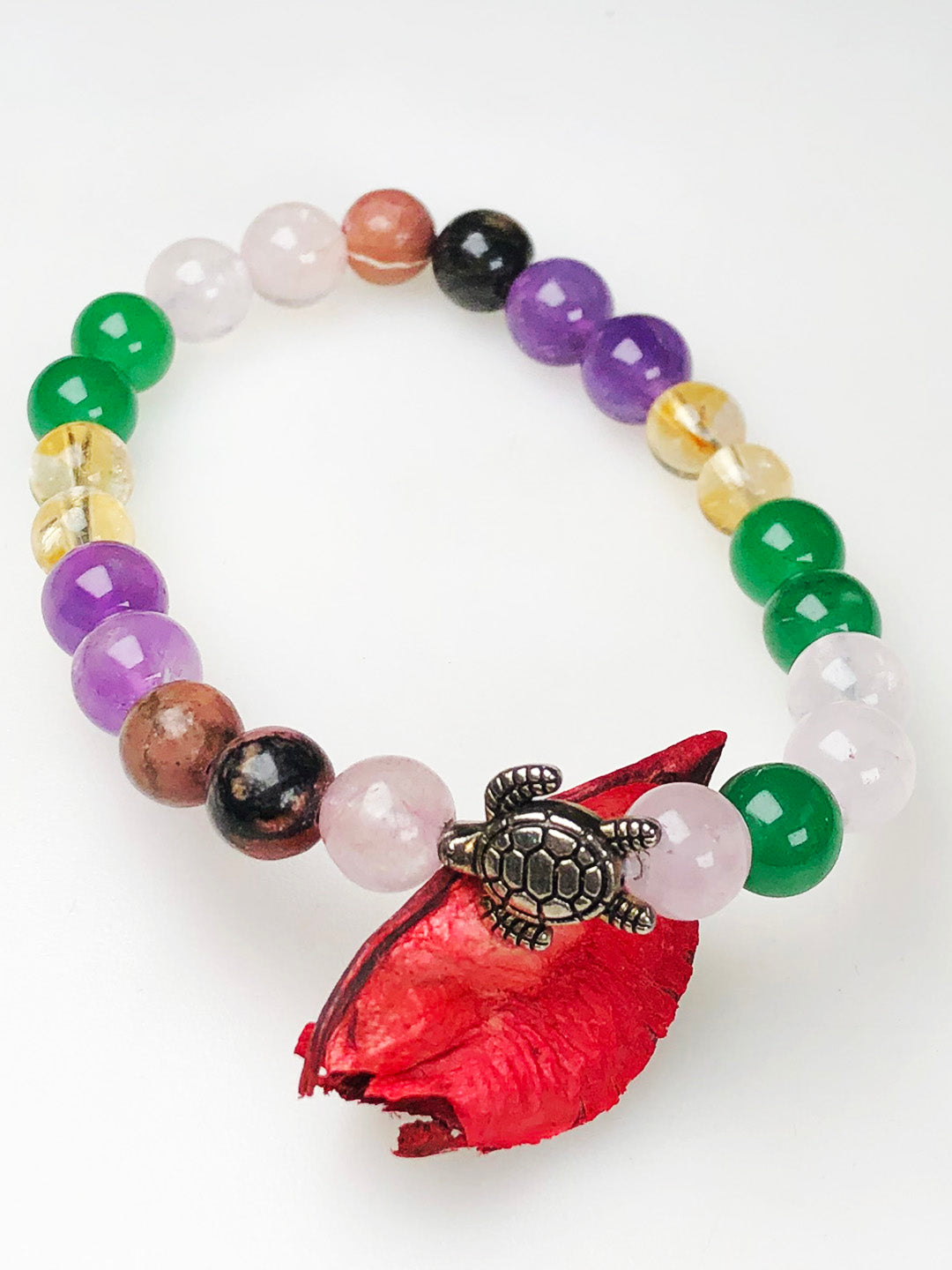 Beautiful Face Mixel Crystal Bracelet (Rose quartz ,Green Aventurine, Citrine , Amethyst & Rhodonite)