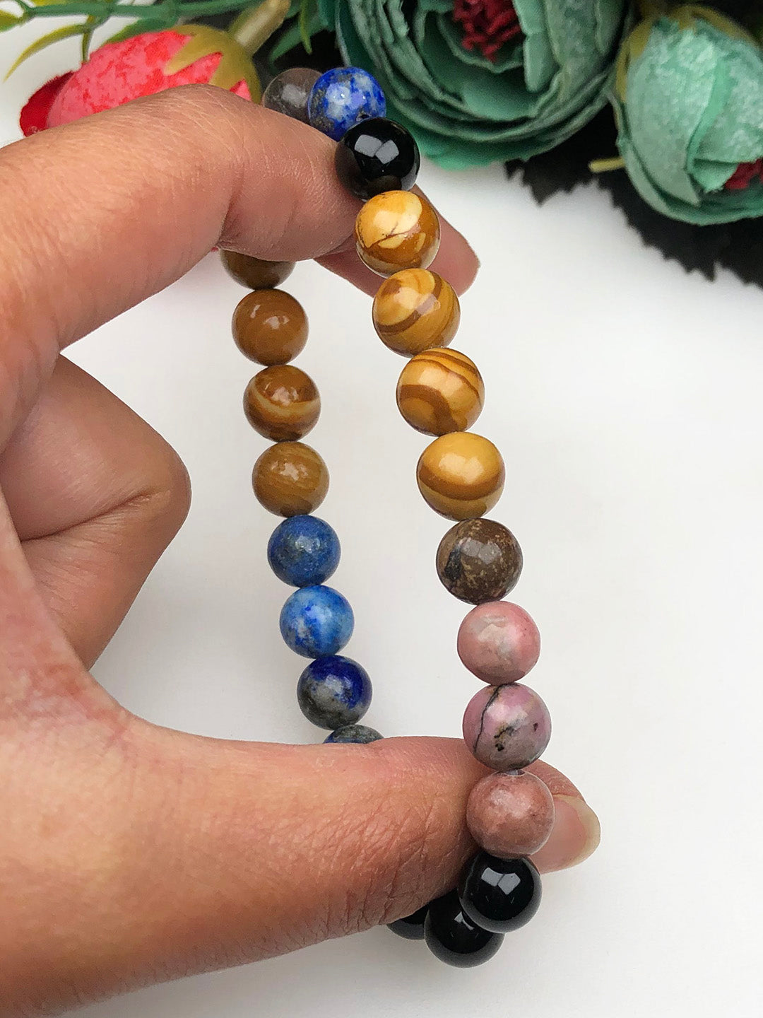 Anti High Blood Pressure Mixel Crystal Bracelet (Picture Jasper, Sodalite , Obsidian & Rhodonite)