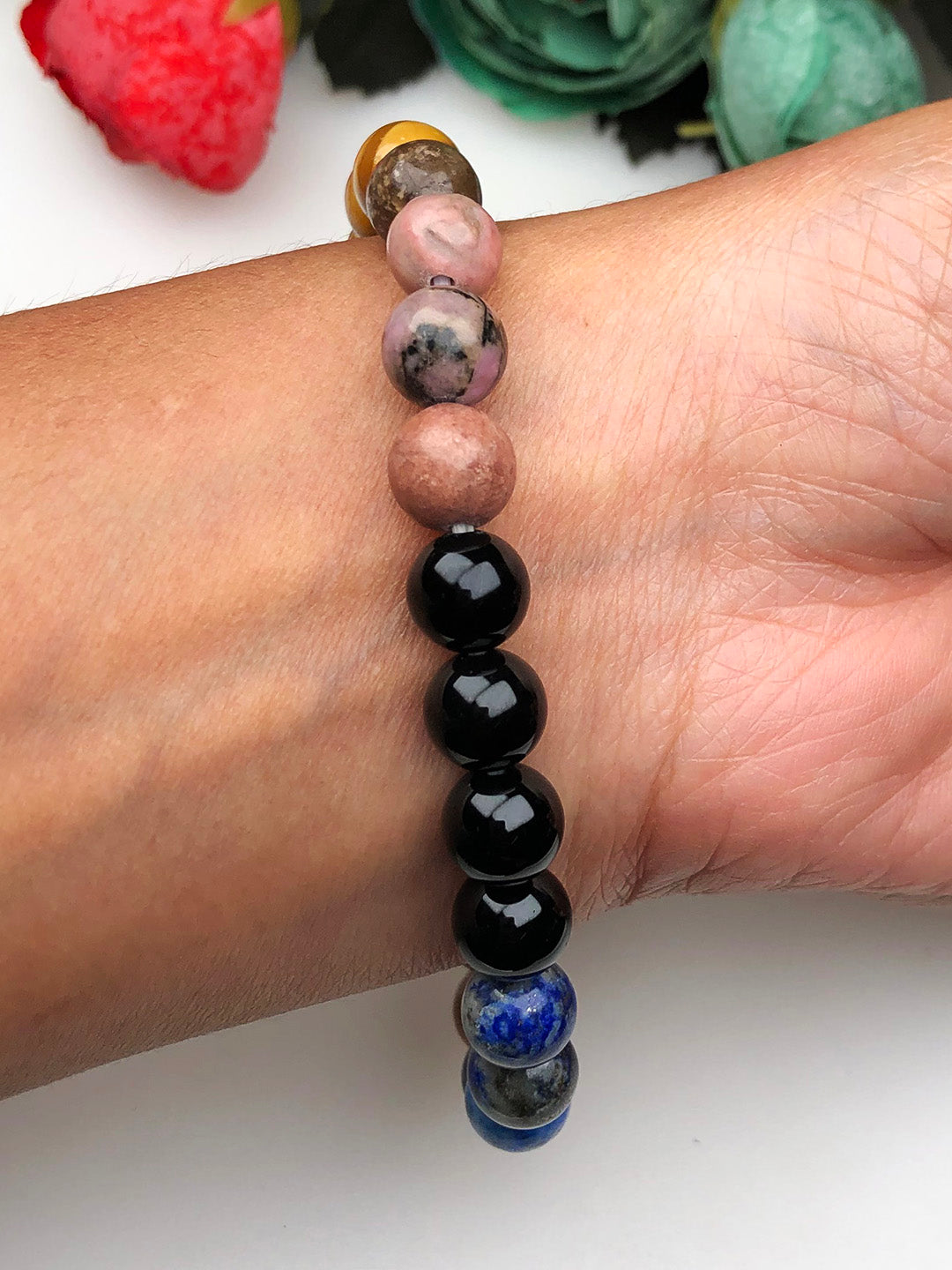 Anti High Blood Pressure Mixel Crystal Bracelet (Picture Jasper, Sodalite , Obsidian & Rhodonite)