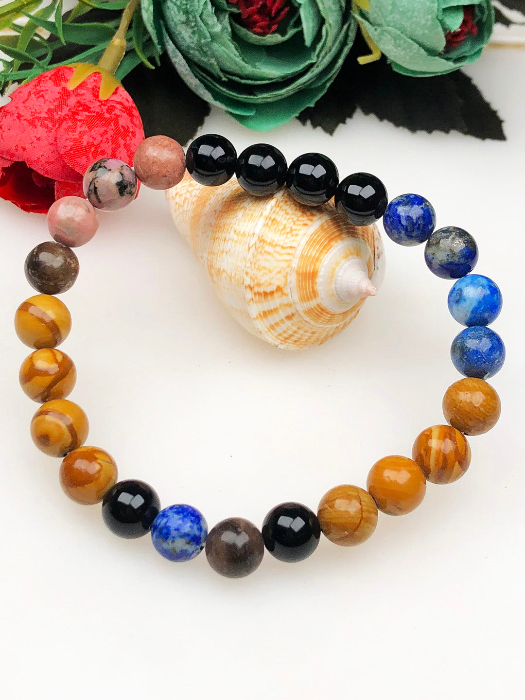 Anti High Blood Pressure Mixel Crystal Bracelet (Picture Jasper, Sodalite , Obsidian & Rhodonite)