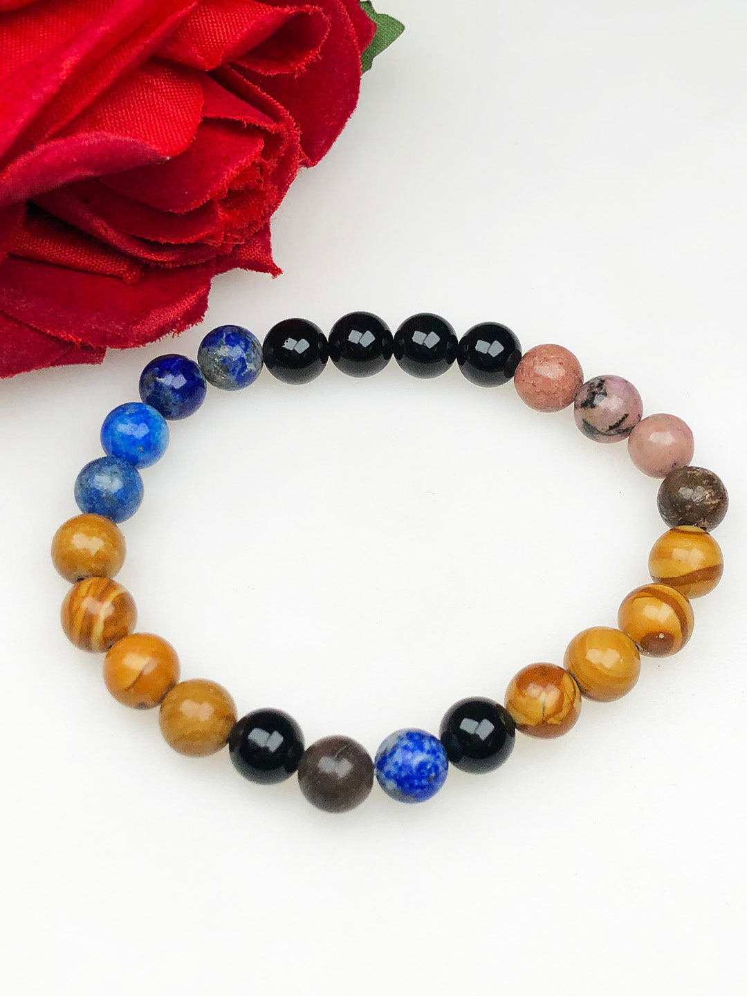 Anti High Blood Pressure Mixel Crystal Bracelet (Picture Jasper, Sodalite , Obsidian & Rhodonite)
