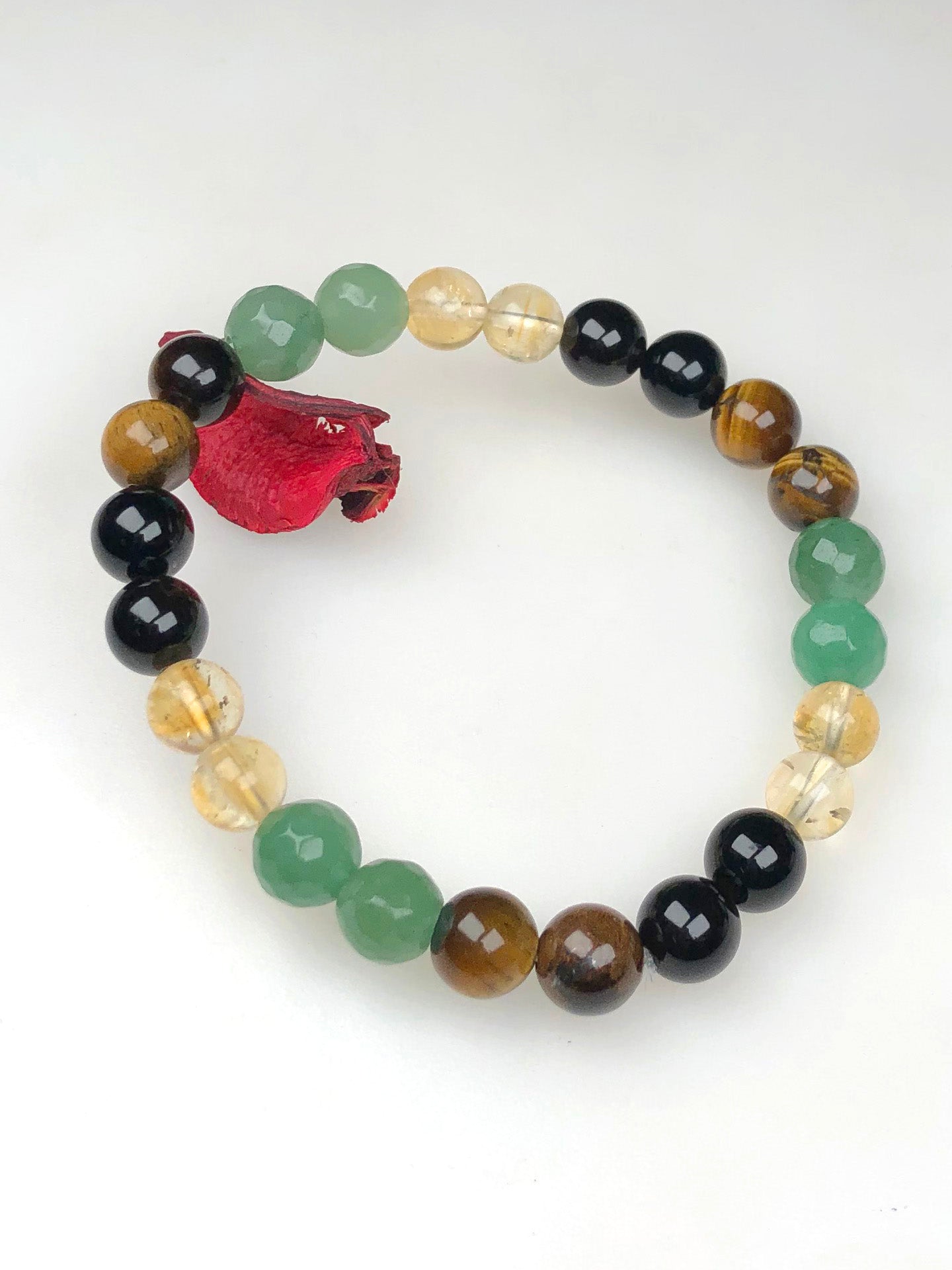 Education Mixel Crystal Bracelet (Obsidian , Citrine , Green Aventurine & Tiger eye)