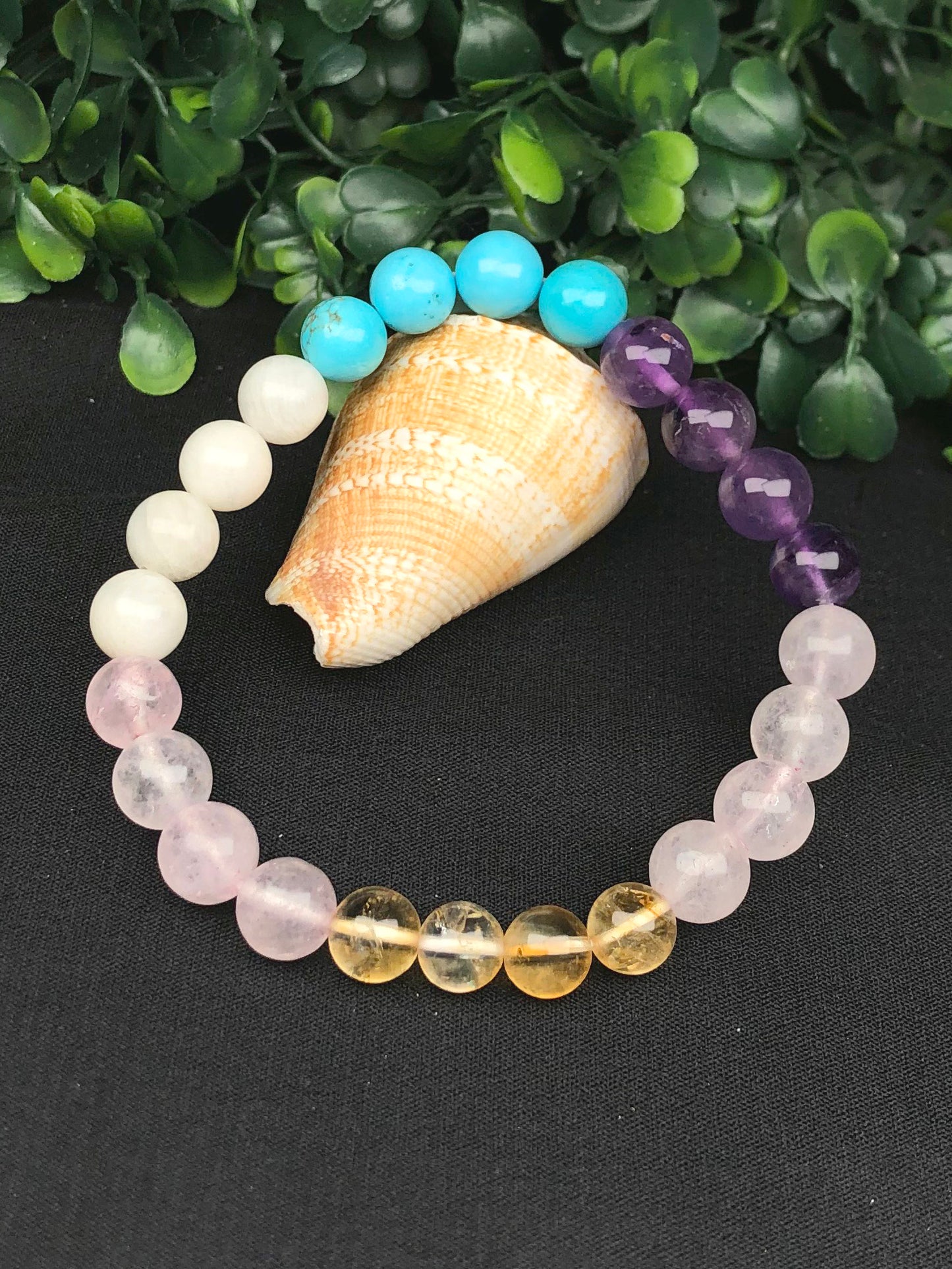 Premium Love Marriage Mixel Crystal Bracelet (Rose quartz , Amethyst , Blue Howlite , White Agate & Citrine)