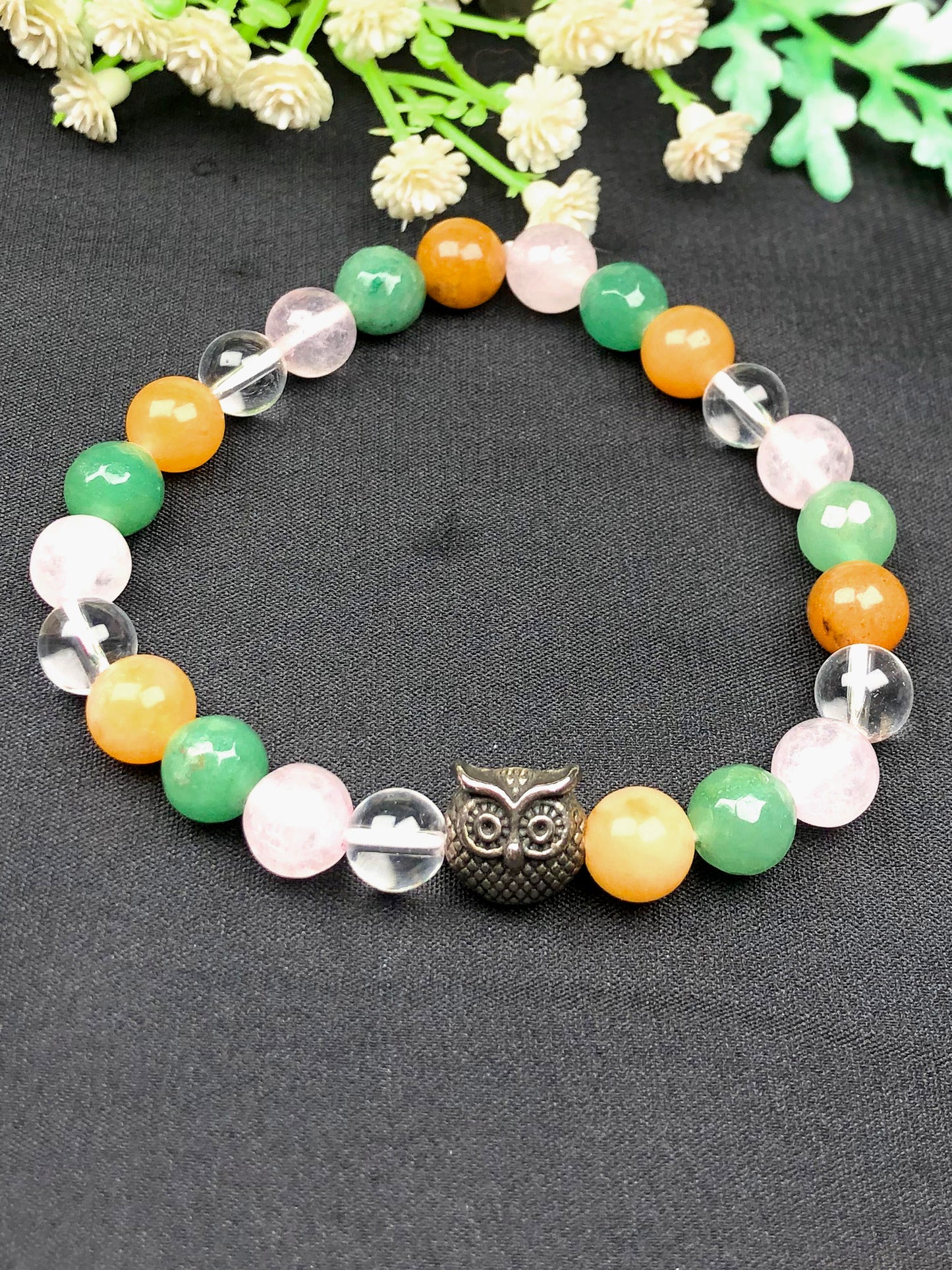 Good Luck Mixel Crystal Bracelet (Yellow Aventurine , Green Aventurine , Rose quartz & Clear Quartz)