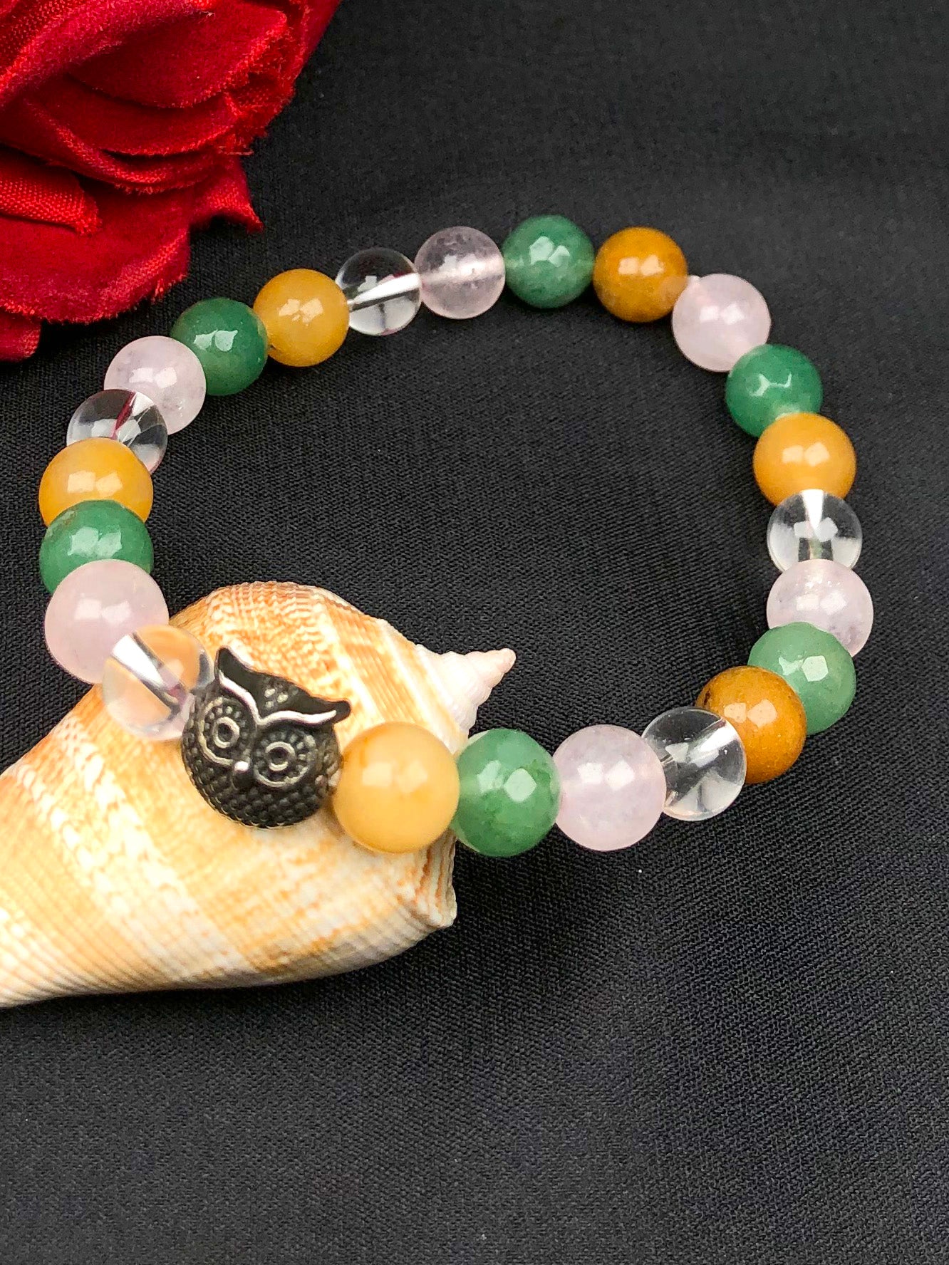 Good Luck Mixel Crystal Bracelet (Yellow Aventurine , Green Aventurine , Rose quartz & Clear Quartz)