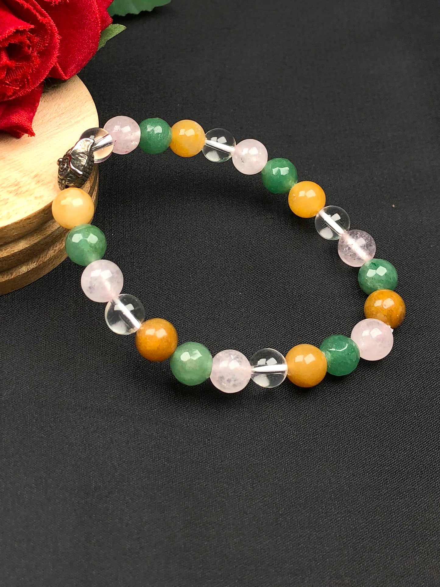 Good Luck Mixel Crystal Bracelet (Yellow Aventurine , Green Aventurine , Rose quartz & Clear Quartz)
