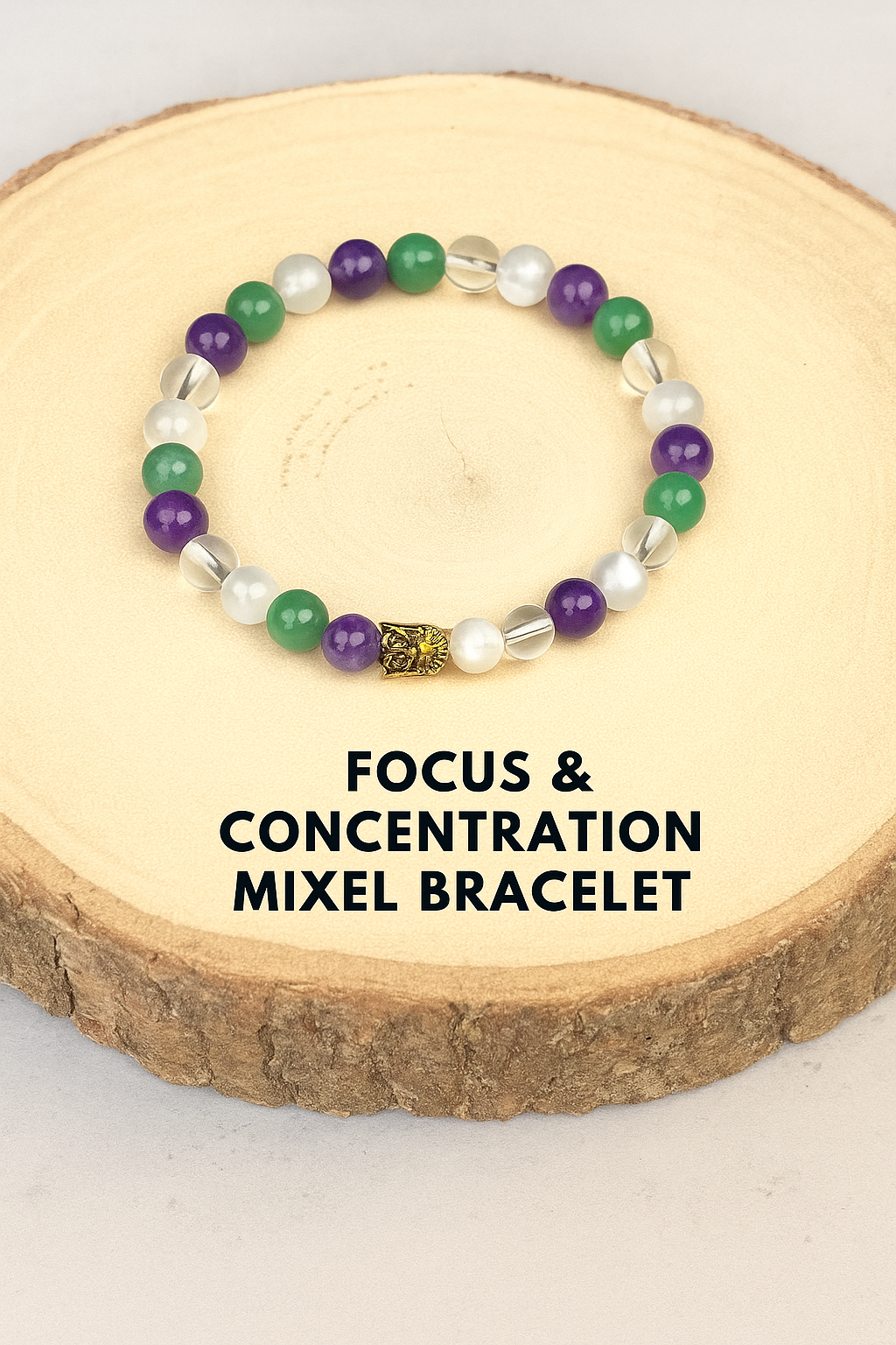 Focus & Concentration Mixel Crystal Bracelet (Amethyst , Green Aventurine, Clear quartz & Selenite)