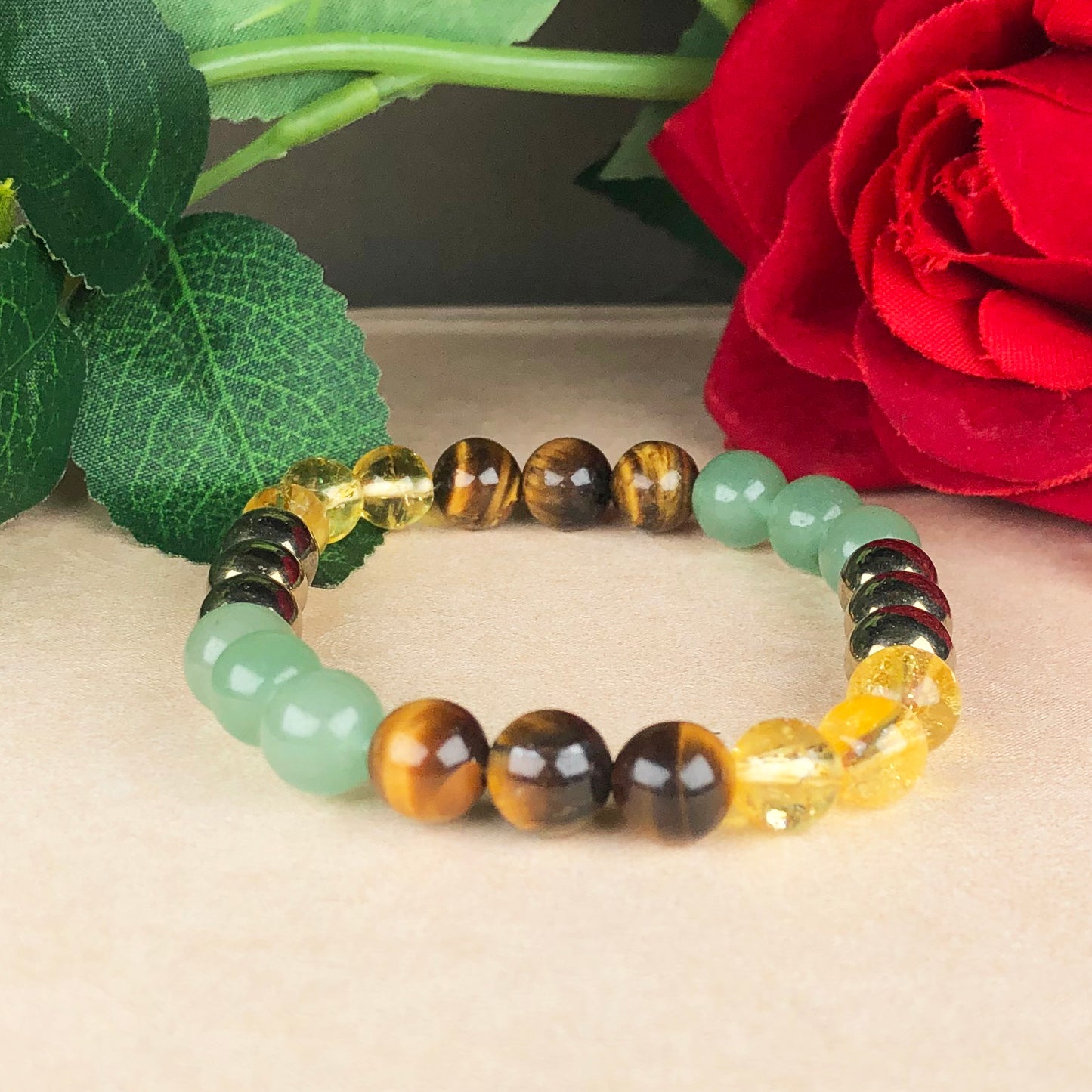 Money Magnet Bracelet – 8mm Natural Beads | Stretchable | Attract Wealth, Luck & Abundance Crystal Bracelet