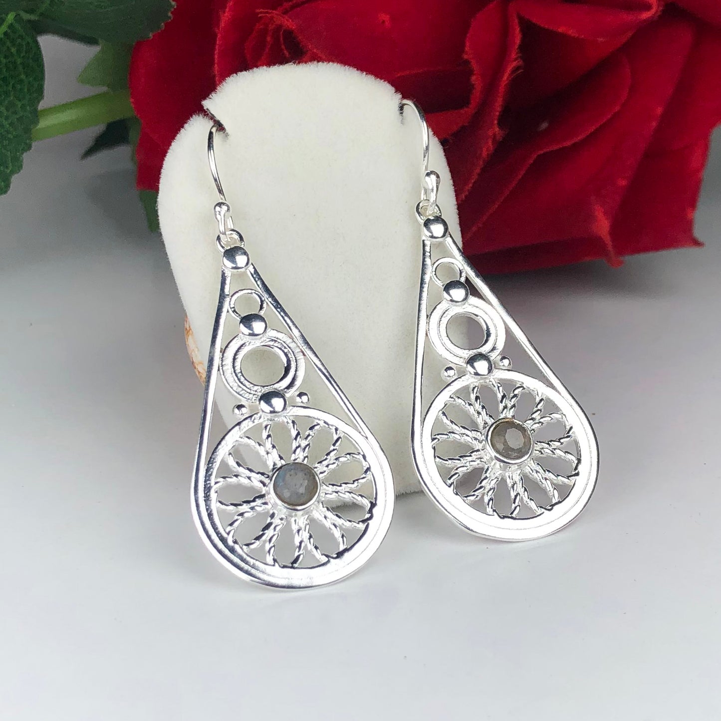 Zhupuk International Trending Stylish Gemstone Labradorite Earrings for Women and Girls Light Weight Dangle For Every Occasion Nickel-Free Quality ( RITI020 )