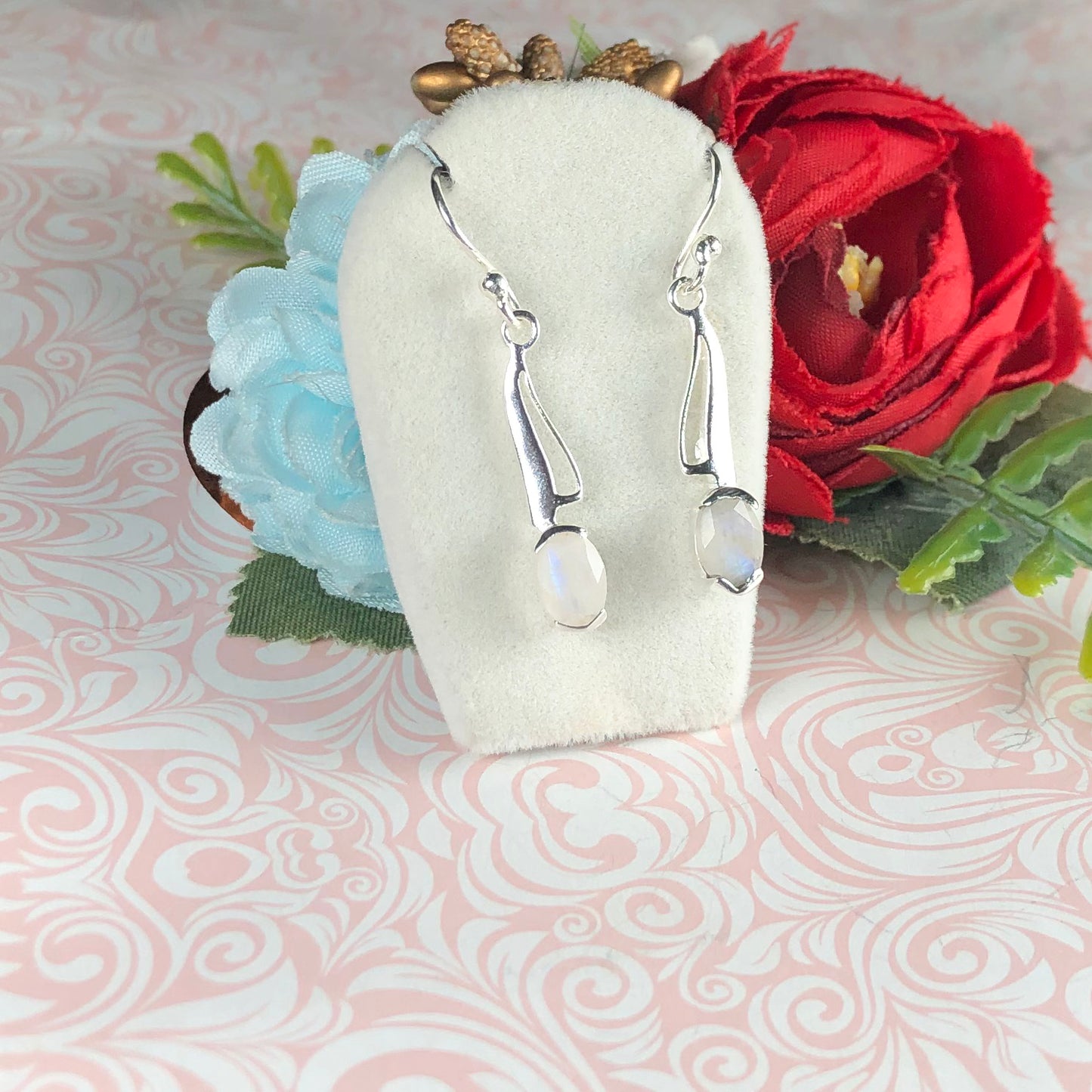 Zhupuk International Latest Design Gemstone Moonstone Earrings for Women and Girls Light Weight Dangle For Every Occasion Nickel-Free Quality ( RITI026 )
