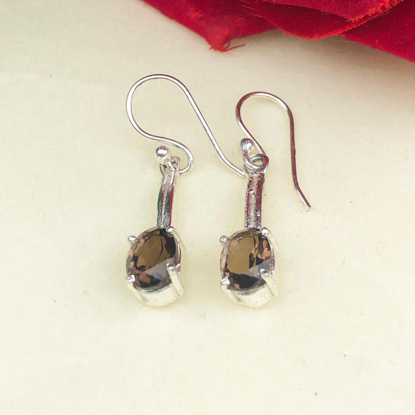 Zhupuk International Unique Design Gemstone Smoky Quartz Earrings for Women and Girls Light Weight Dangle For Every Occasion Nickel-Free Quality ( RITI047 )