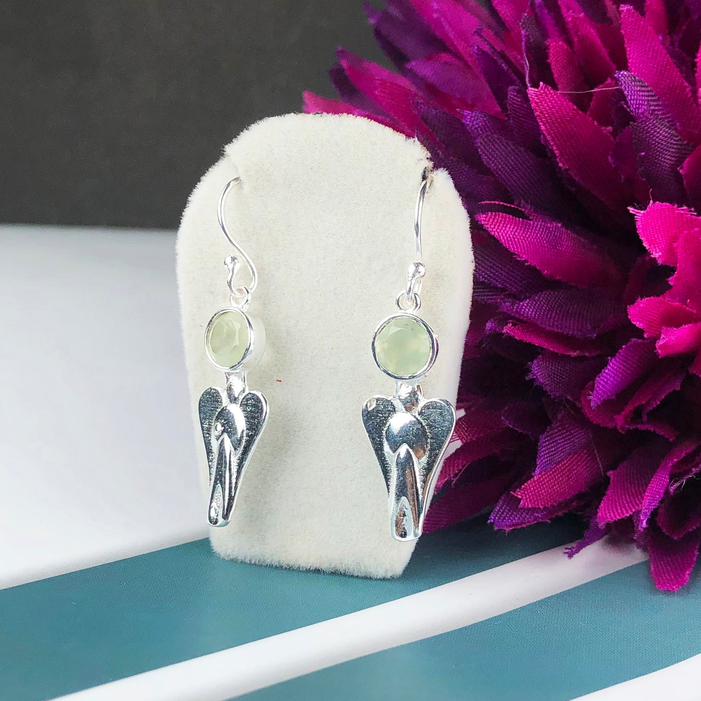 Zhupuk International Unique Design Gemstone Prehnite Earrings for Women and Girls Light Weight Dangle For Every Occasion Nickel-Free Quality ( RITI052 )