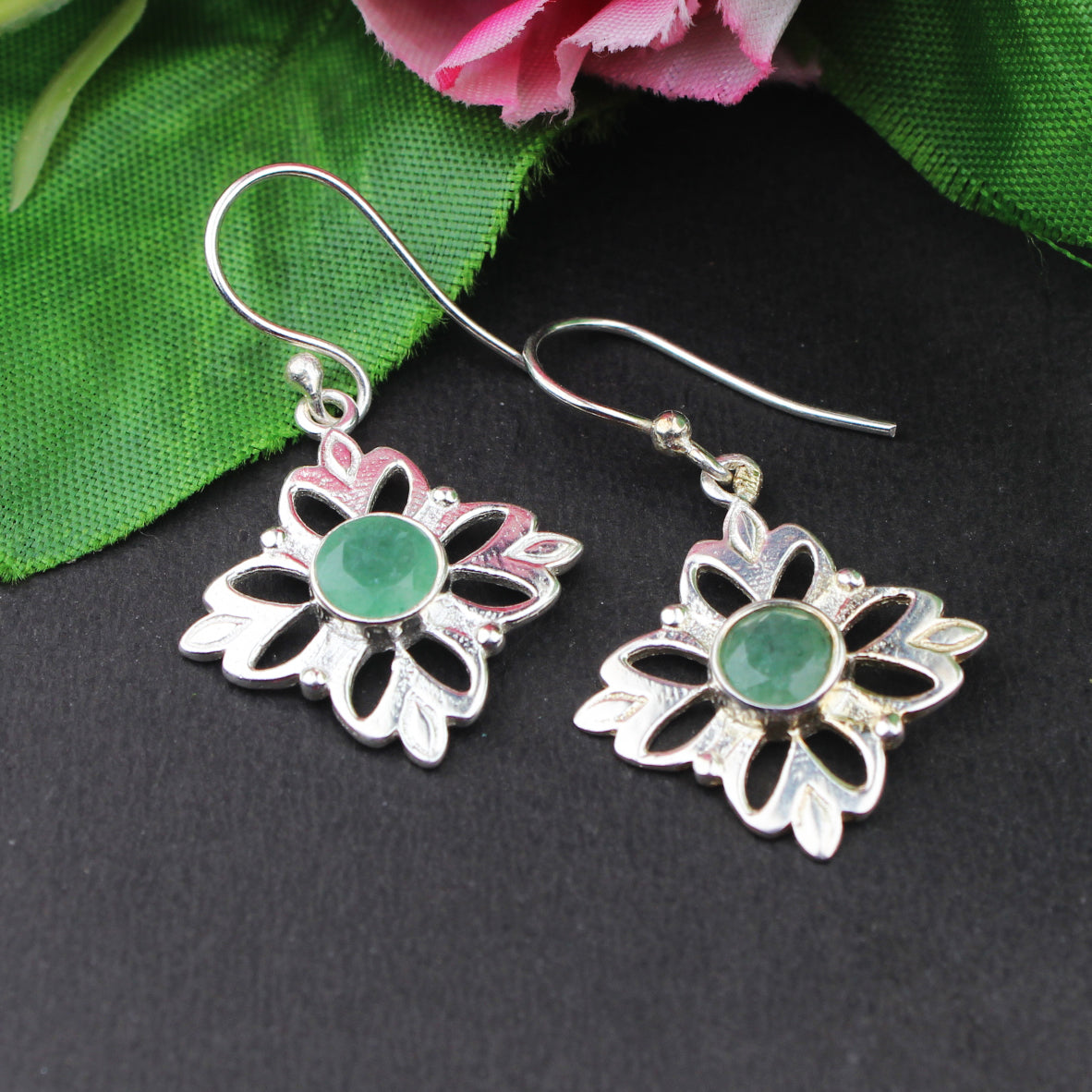 Zhupuk International Latest Design Gemstone Aventurine Earrings for Women and Girls Light Weight Dangle For Every Occasion Nickel-Free Quality ( RITI096 )