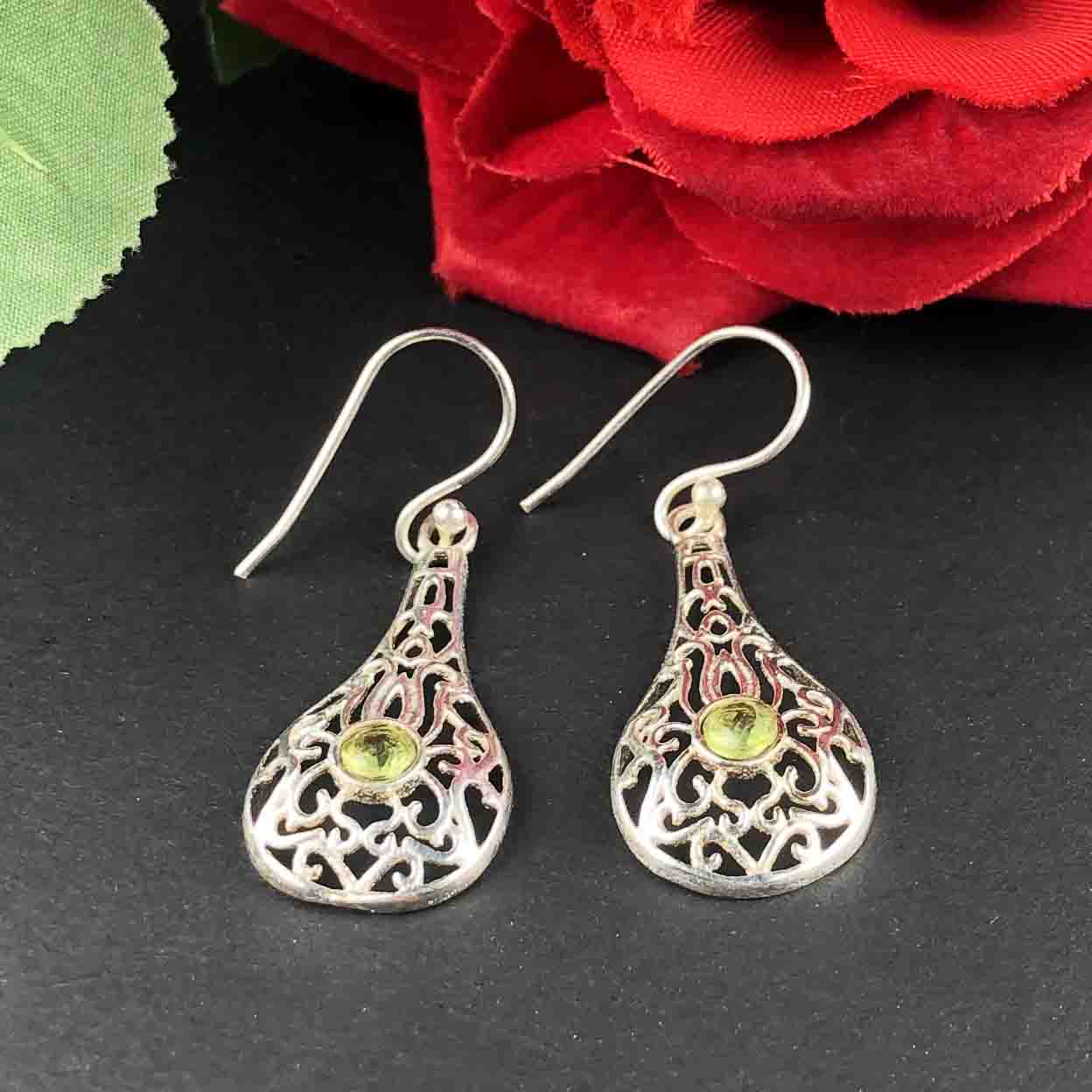 Zhupuk International Unique Design Gemstone Peridot Earrings for Women and Girls Light Weight Dangle For Every Occasion Nickel-Free Quality ( RITI108 )