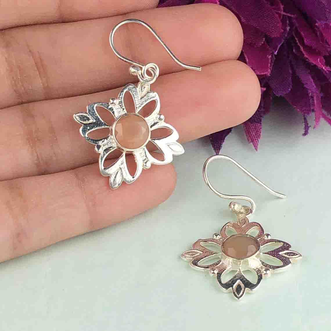 Zhupuk International Latest Design Gemstone Chalcedony Earrings for Women and Girls Light Weight Dangle For Every Occasion Nickel-Free Quality ( RITI162 )