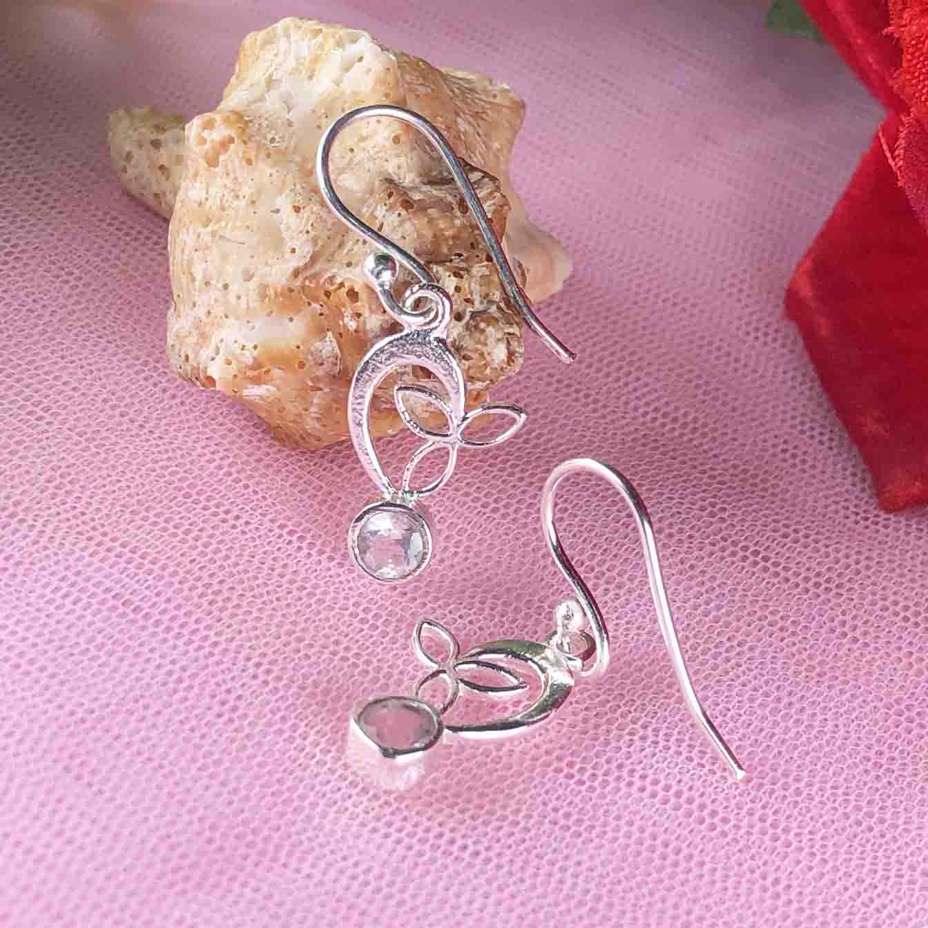 Zhupuk International Latest Stylish Gemstone Clear Quartz Earrings for Women and Girls Light Weight Dangle For Every Occasion Nickel-Free Quality ( RITI165 )