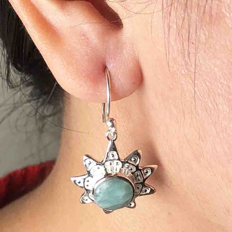 Zhupuk International Trending Stylish Gemstone Aventurine Earrings for Women and Girls Light Weight Dangle For Every Occasion Nickel-Free Quality ( RITI168 )