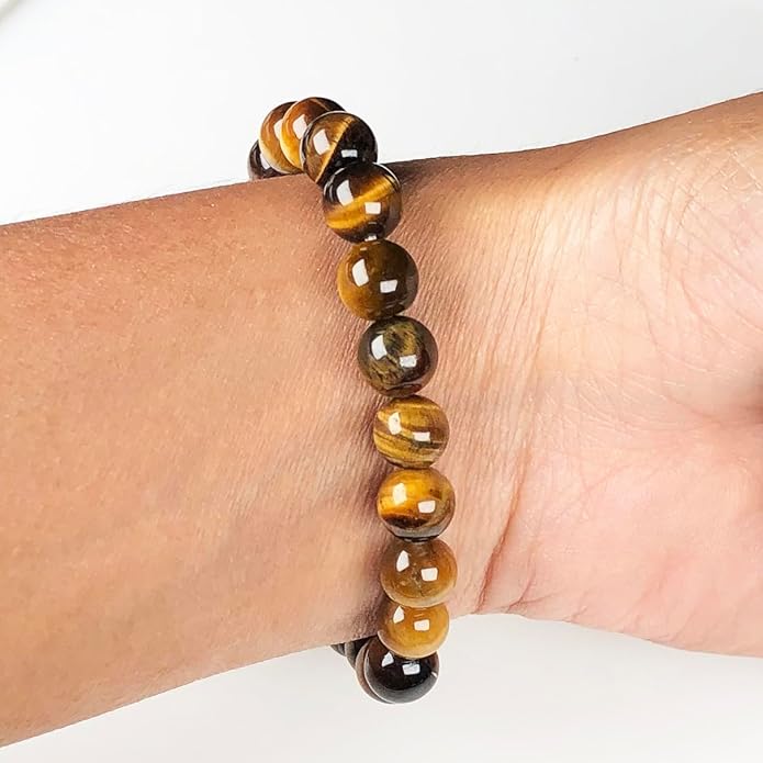 Tiger Eye Bracelet – 8mm Natural Beads | Stretchable | Grounding & Confidence Boosting Crystal Bracelet