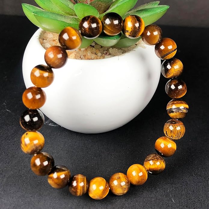 Tiger Eye Bracelet – 8mm Natural Beads | Stretchable | Grounding & Confidence Boosting Crystal Bracelet