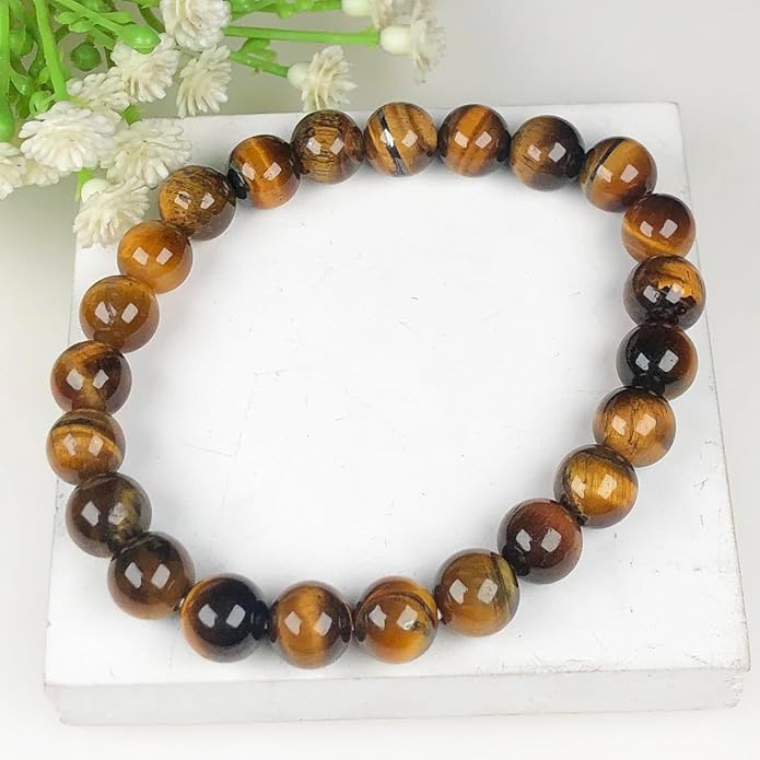 Tiger Eye Bracelet – 8mm Natural Beads | Stretchable | Grounding & Confidence Boosting Crystal Bracelet